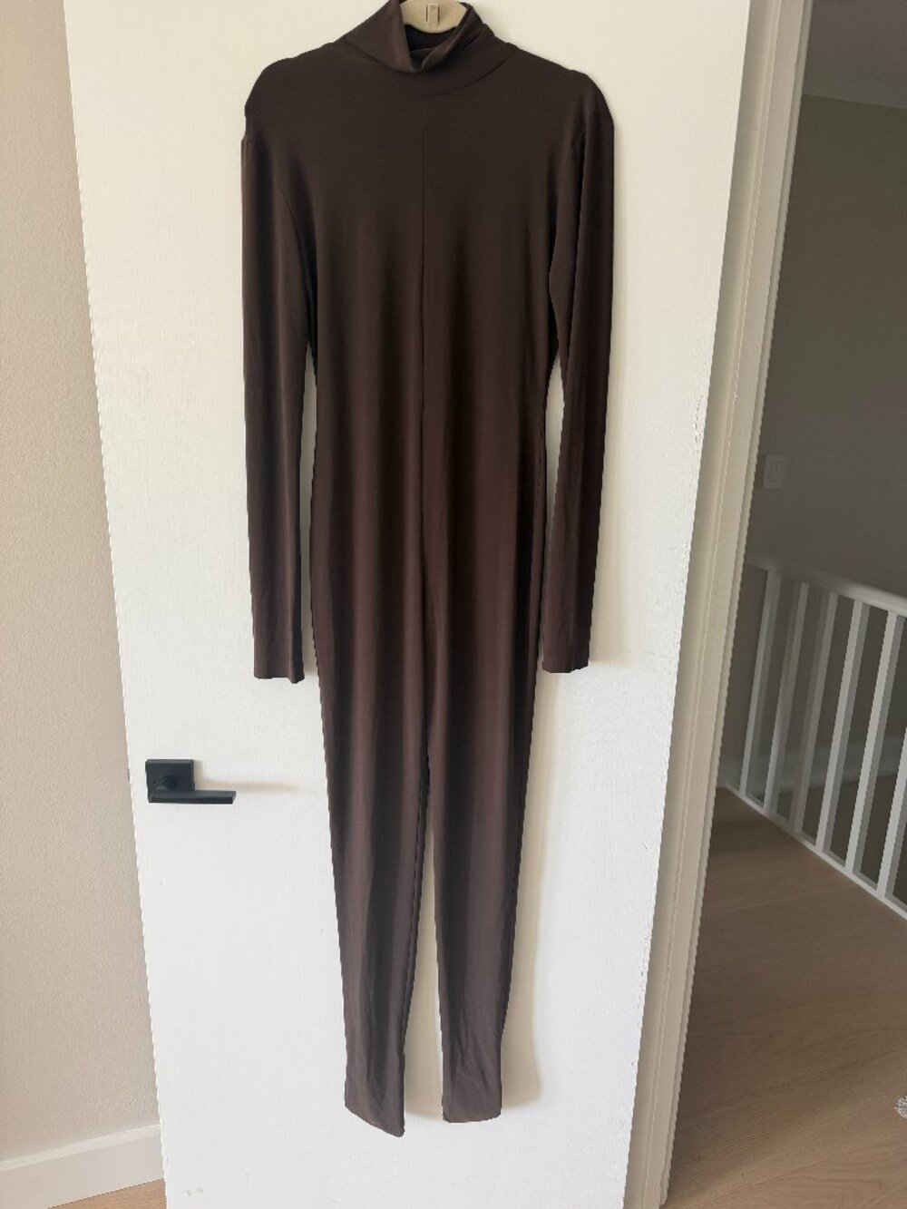 Norma Kamali Brown Jersey Catsuit Long Sleeve Jumpsuit M